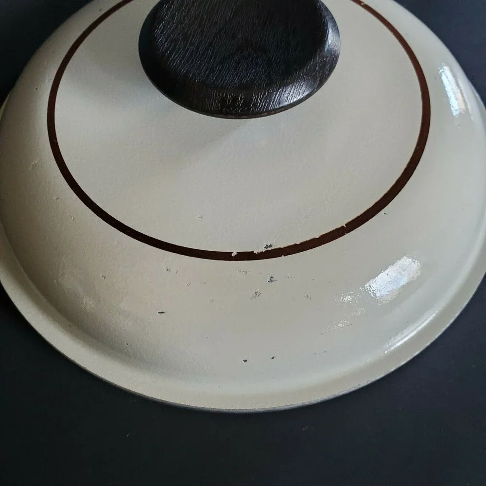 Vtg 1970s Regal Club Aluminum Replacement Pan Lid-Beige Cover w/ Brown pinstripe